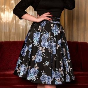 Pinup Couture Blue Roses skirt small